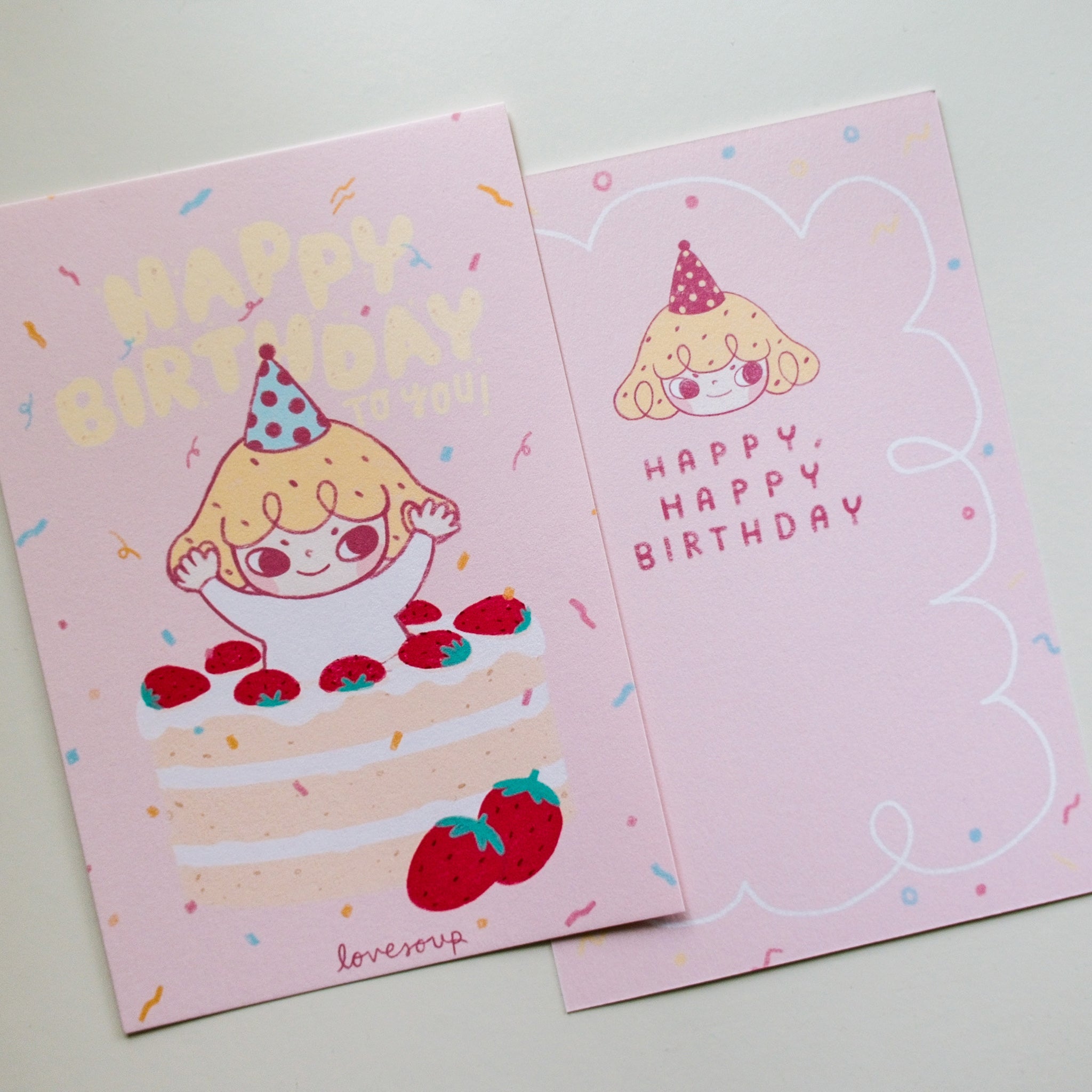 STRAWBERRY SHORTCAKE BIRTHDAY CARD SET OF 3